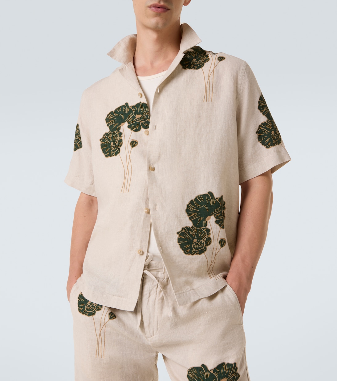 Chemise Roberto en lin à fleurs | Frescobol Carioca