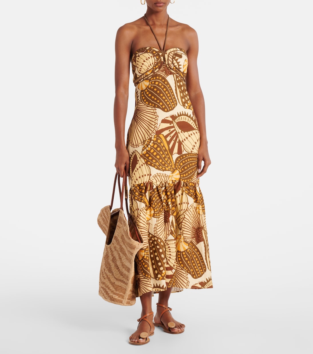 Robe midi Shell Mix imprimée en lin | Farm Rio