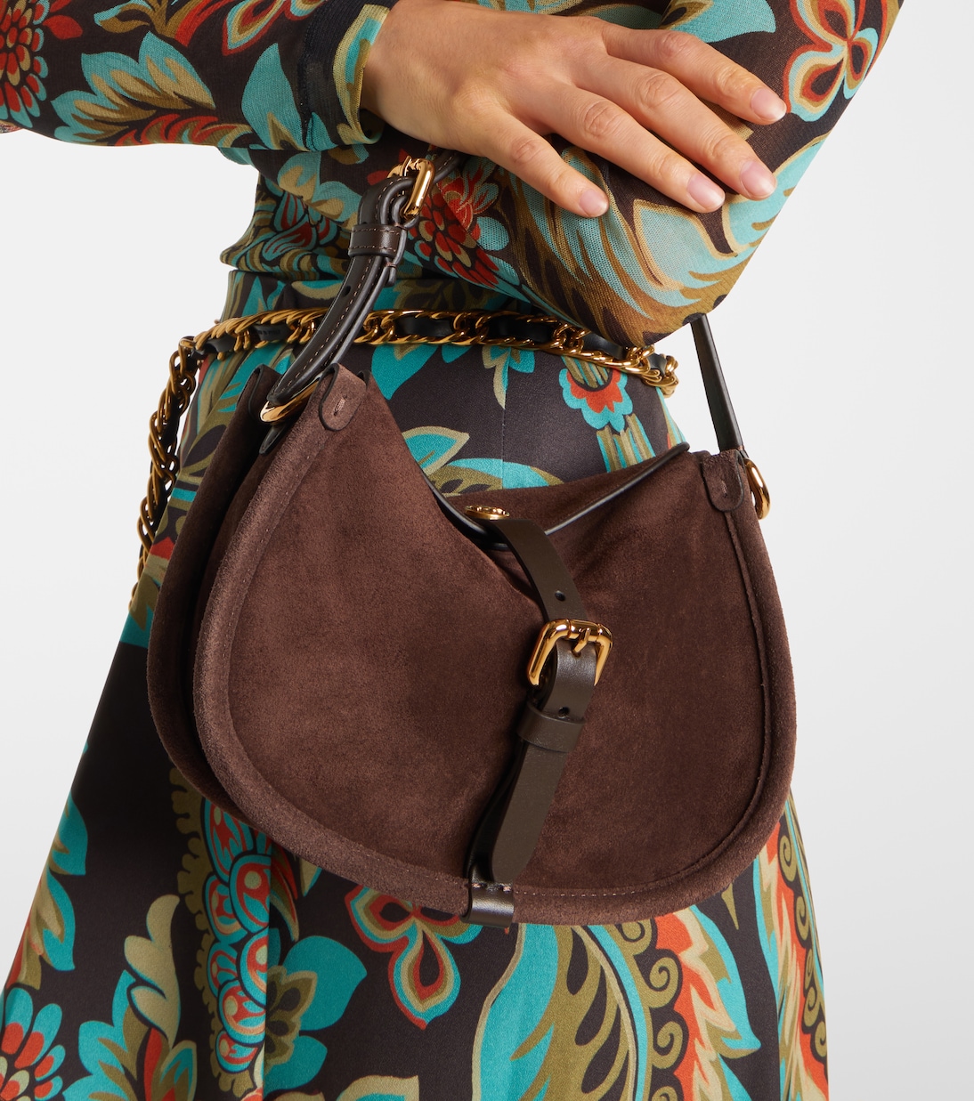 Schultertasche Pony Small aus Veloursleder | Etro