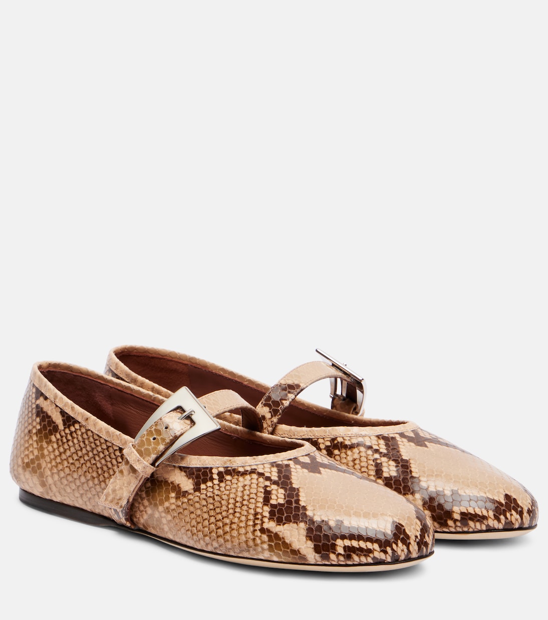 Sveva snake-effect leather ballet flats | Paris Texas