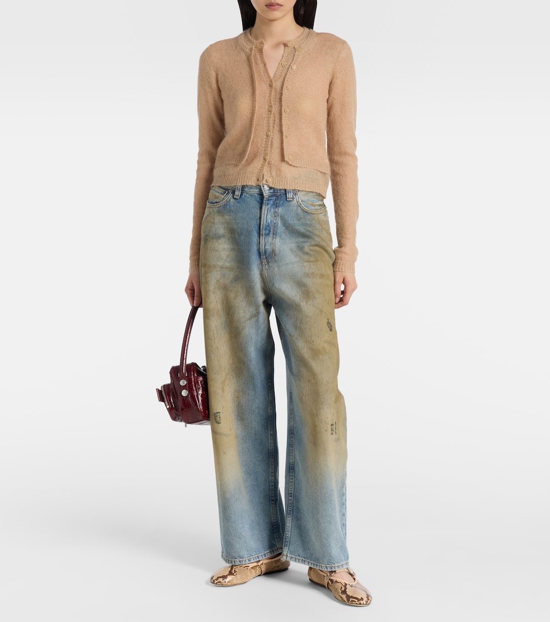 Sveva snake-effect leather ballet flats | Paris Texas