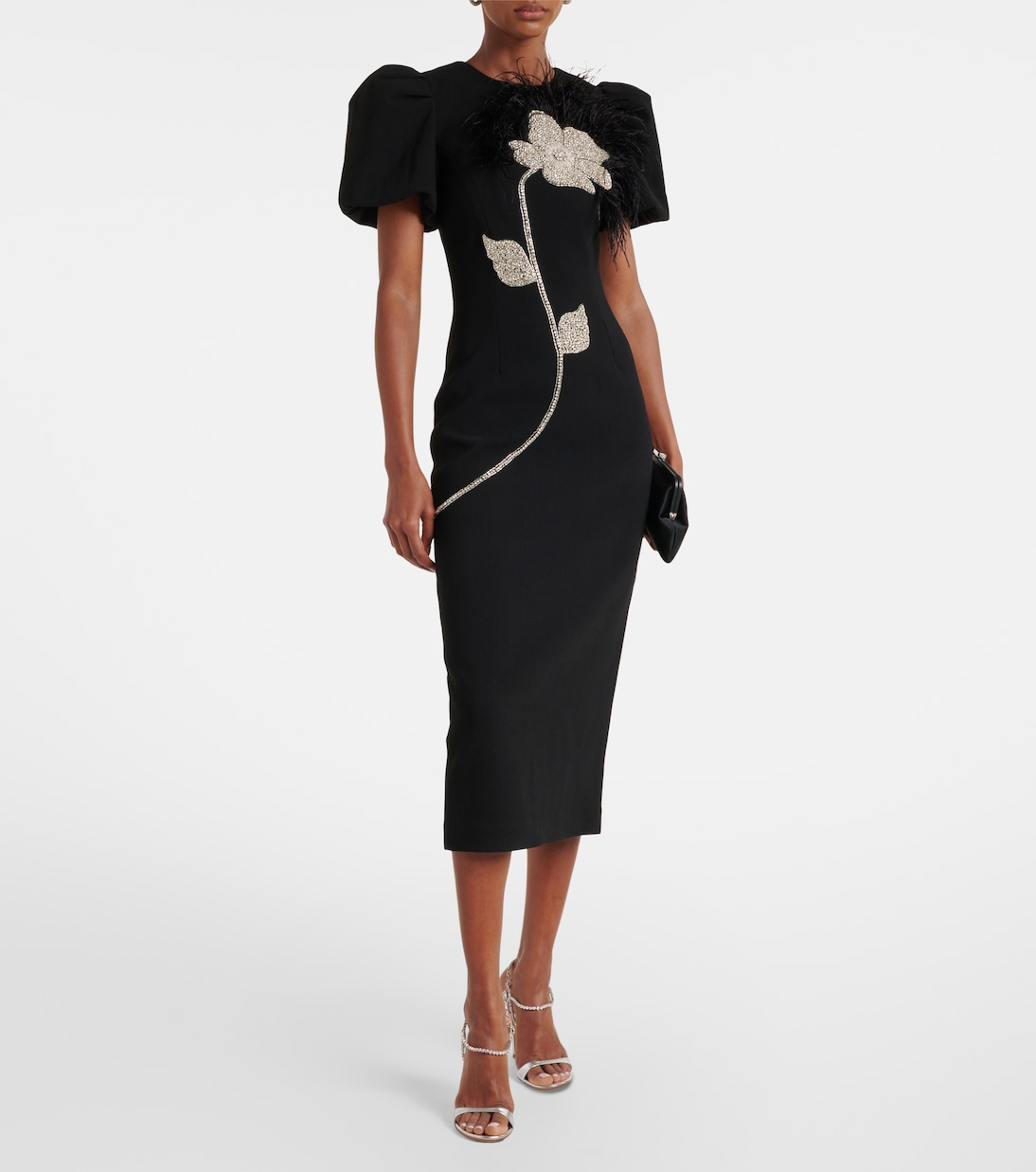 Robe de cocktail en crêpe à ornements | Rebecca Vallance