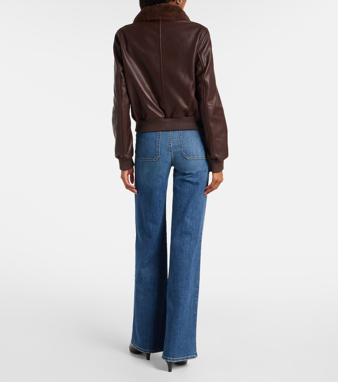Shearling-trimmed leather jacket | Nili Lotan