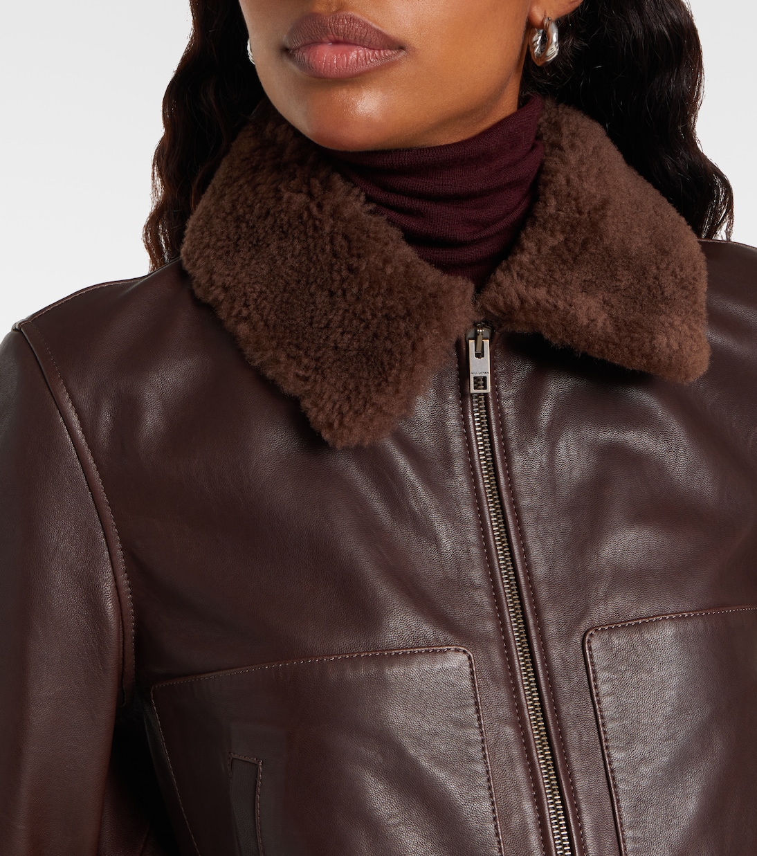 Shearling-trimmed leather jacket | Nili Lotan