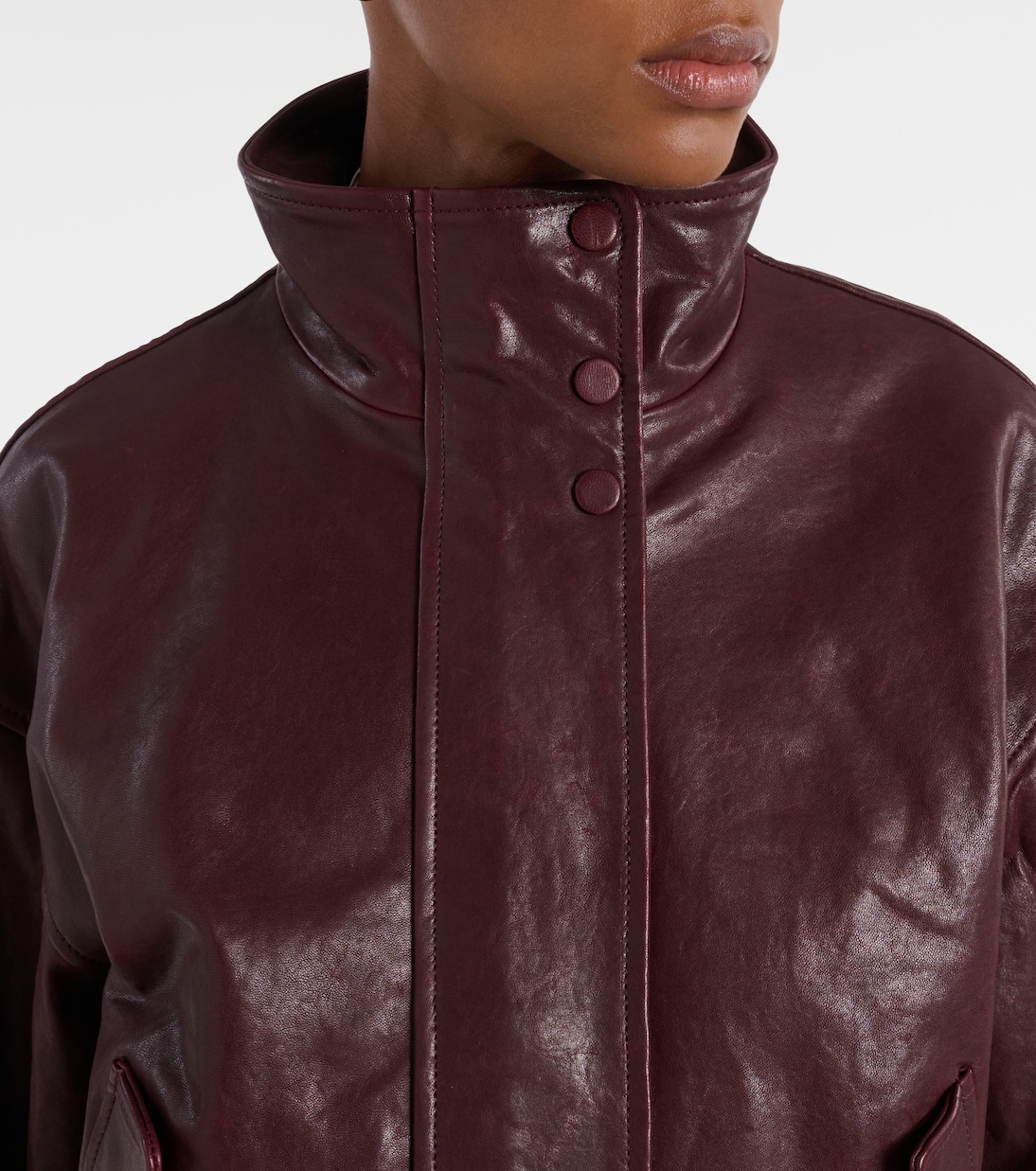 Chaqueta cropped Bateman de piel | Veronica Beard