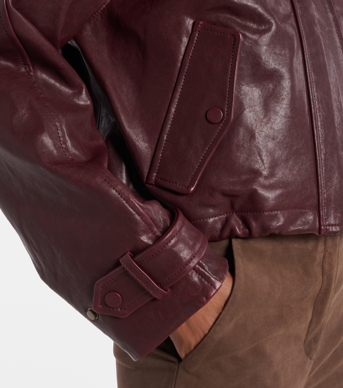 Chaqueta cropped Bateman de piel | Veronica Beard