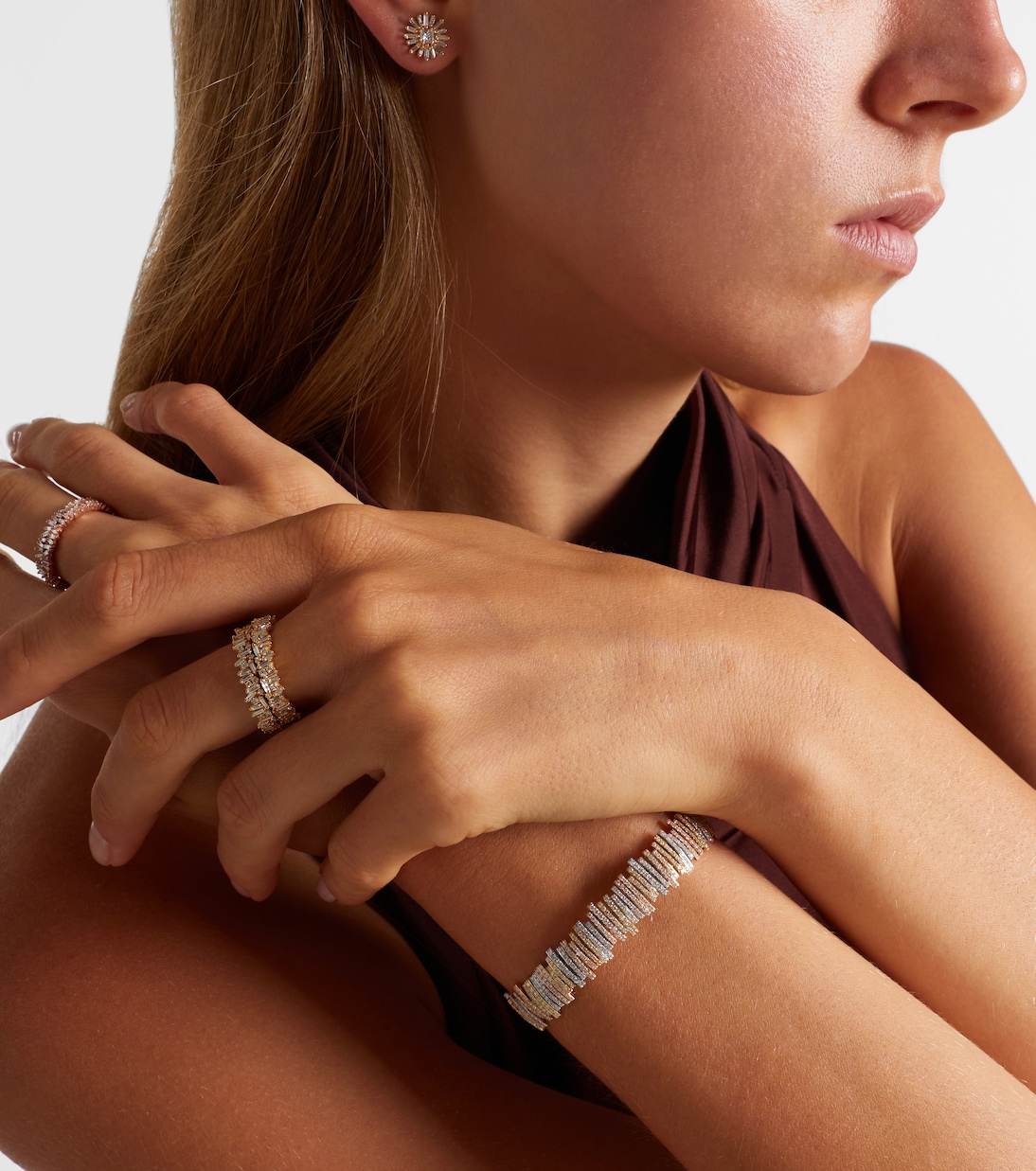 Anneaux de superposition pour bague connectée Icon Midi en or 18 ct et diamants | Suzanne Kalan