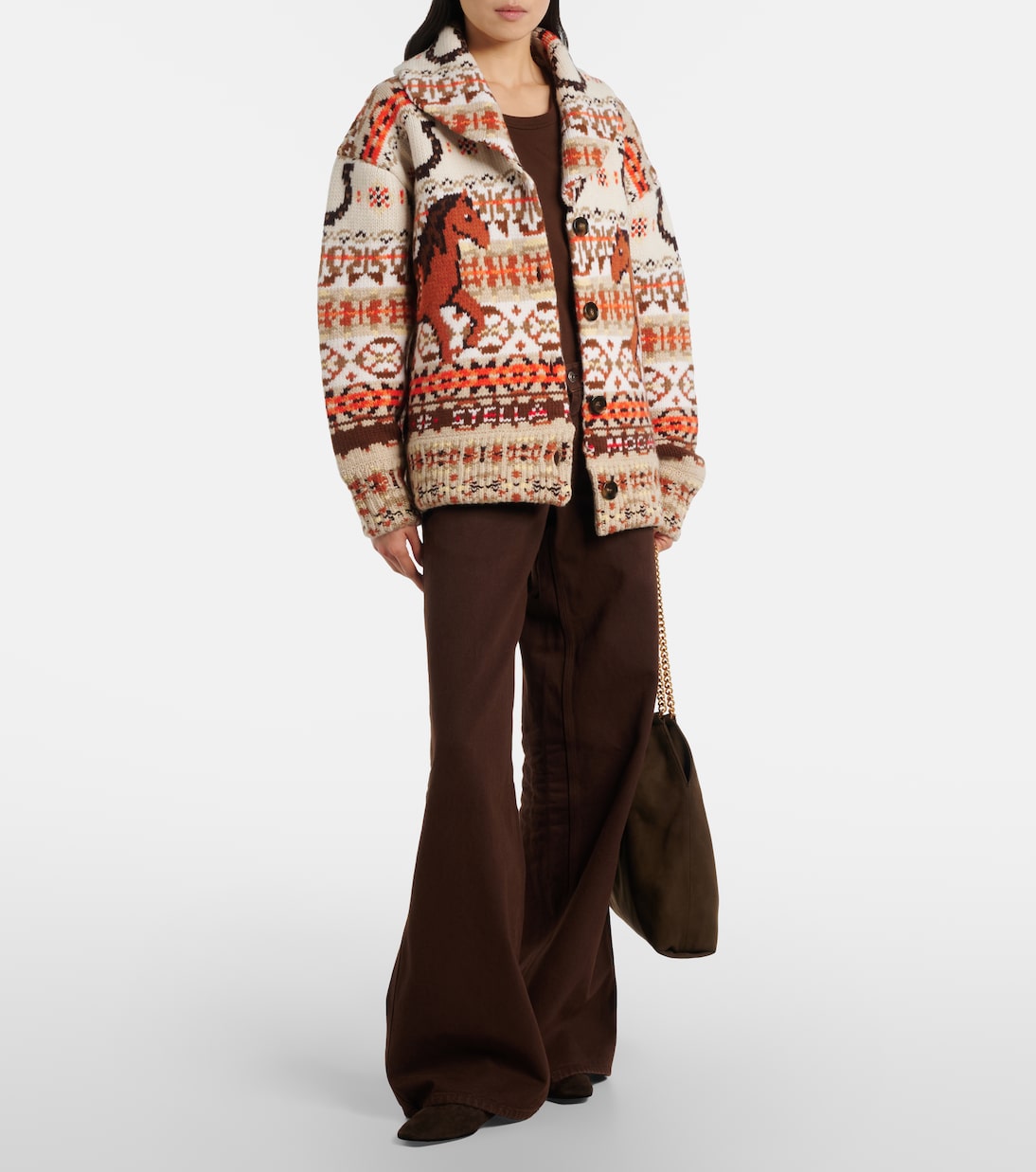 Intarsia oversized virgin wool cardigan | Stella McCartney