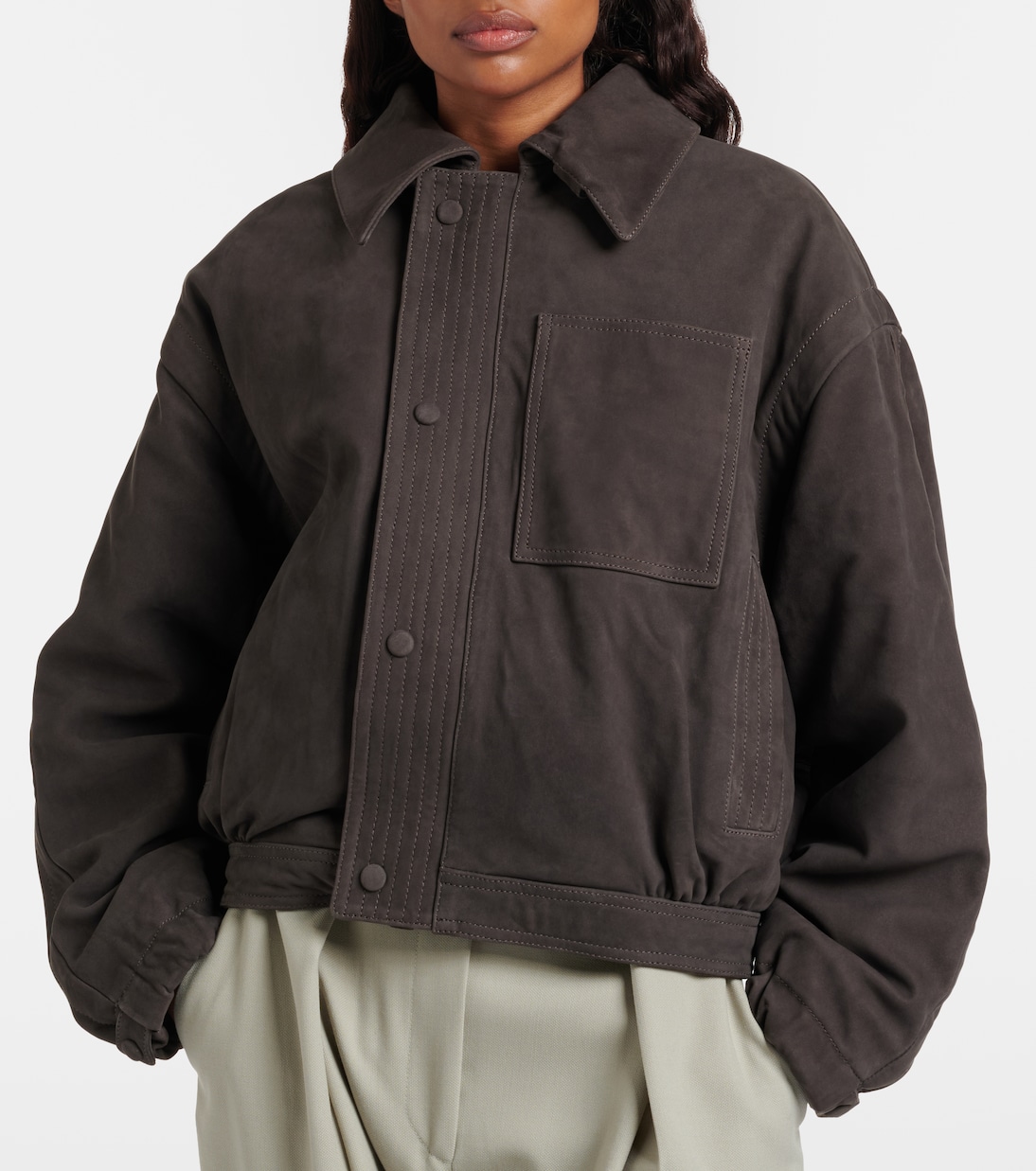 Shearling-trimmed suede blouson jacket | Victoria Beckham