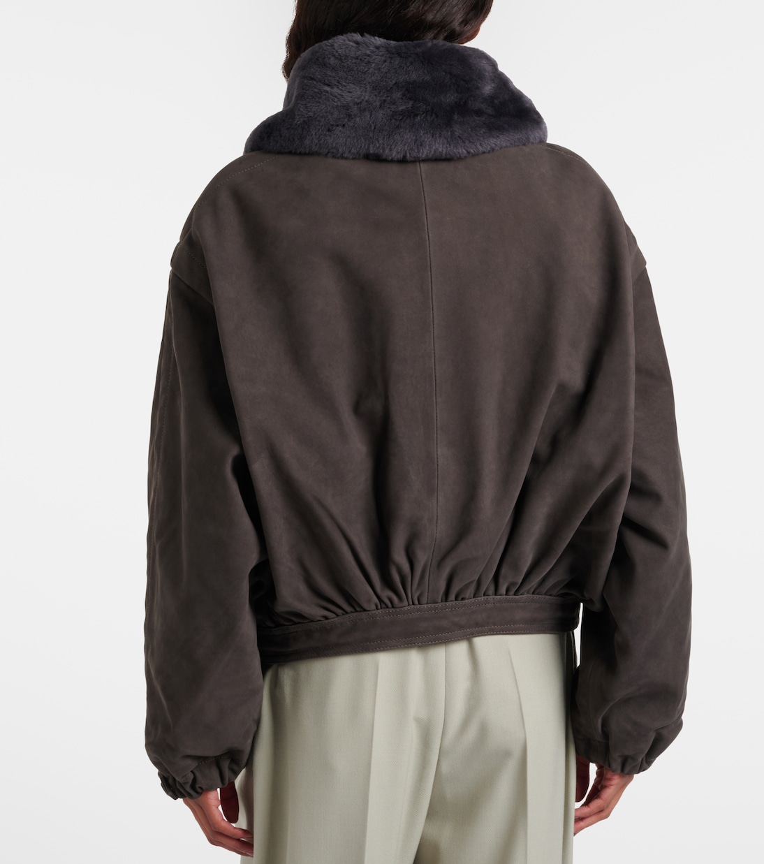 Shearling-trimmed suede blouson jacket | Victoria Beckham