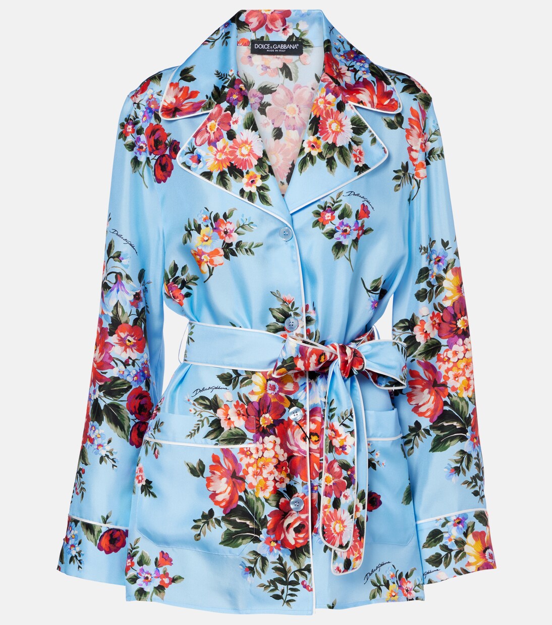Floral belted silk blouse | Dolce&Gabbana