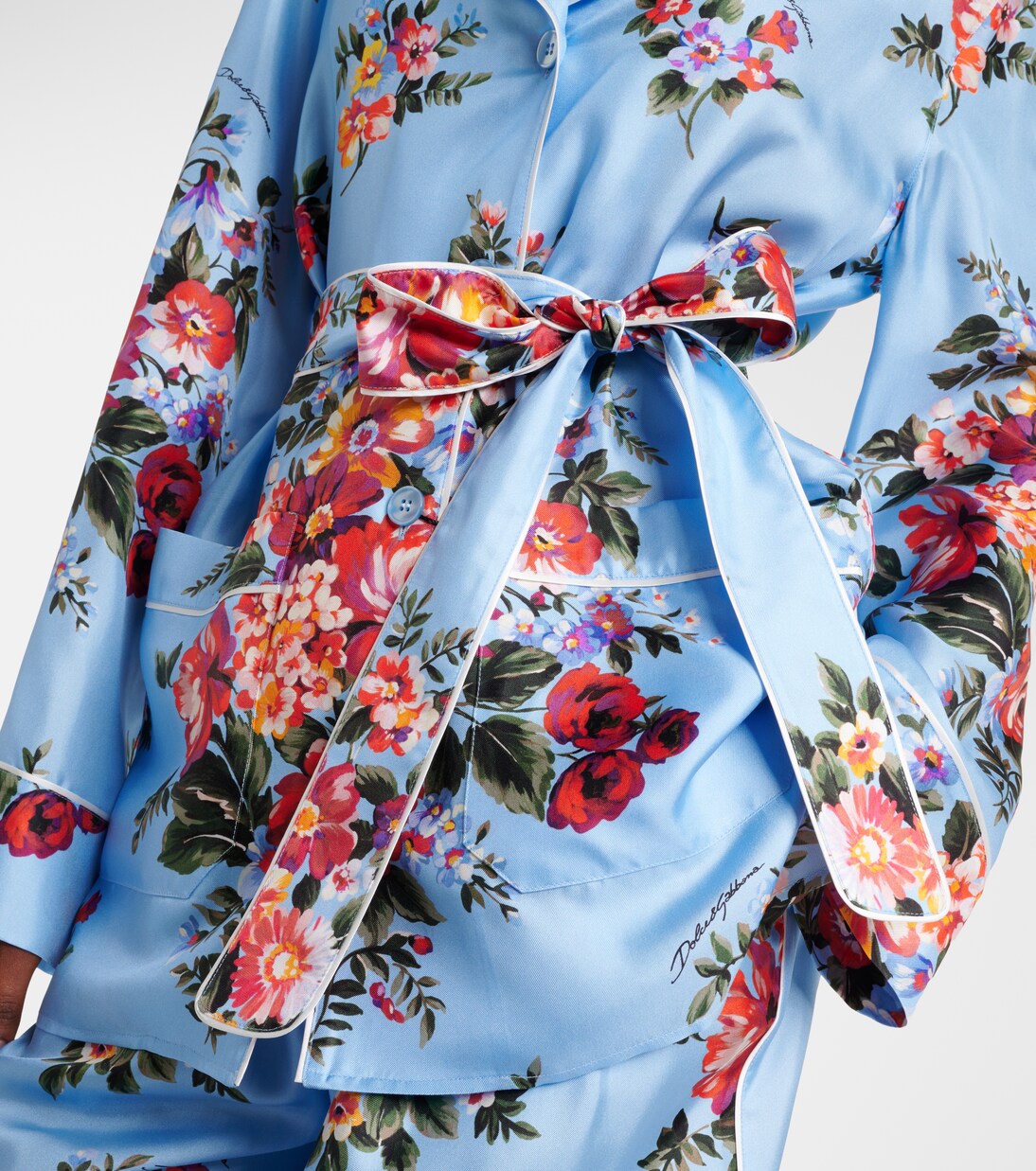 Floral belted silk blouse | Dolce&Gabbana