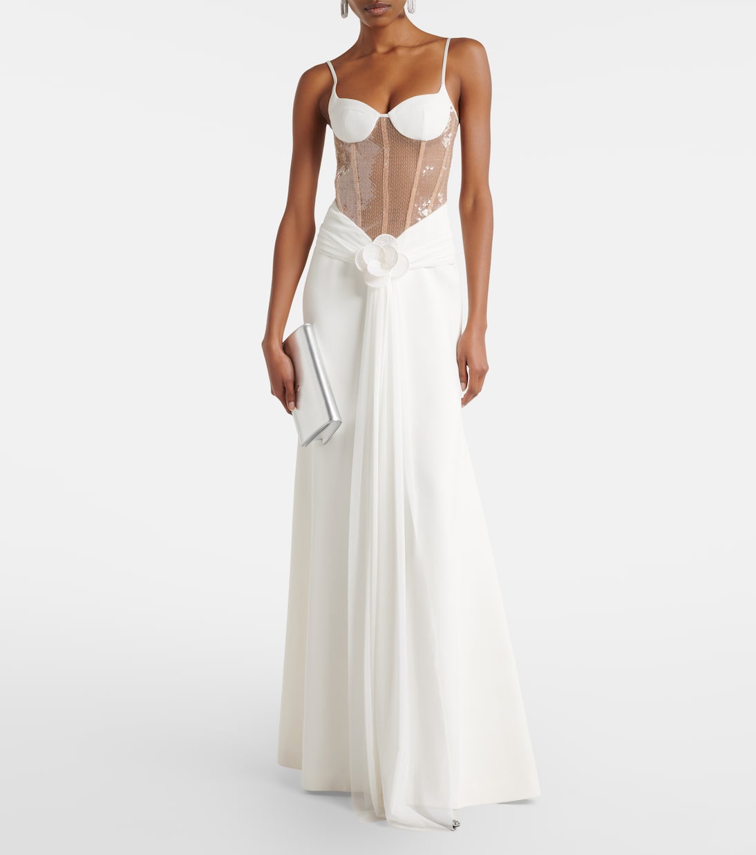 Floral-appliqué sequined bustier gown | David Koma
