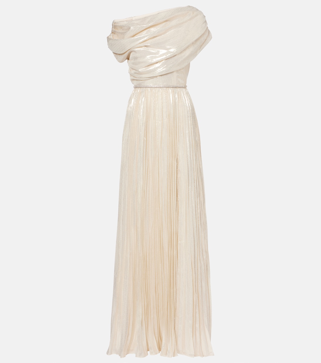 Asymmetric draped silk-blend chiffon maxi dress | Self-Portrait