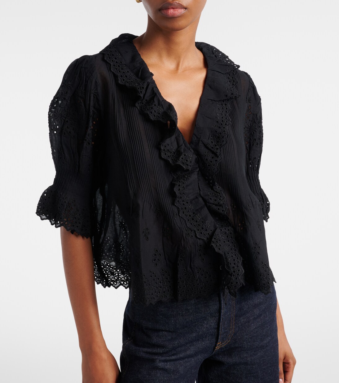 Henri pointelle cotton top | Dôen