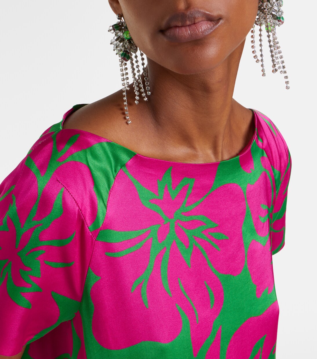 Floral satin midi dress | Dries Van Noten