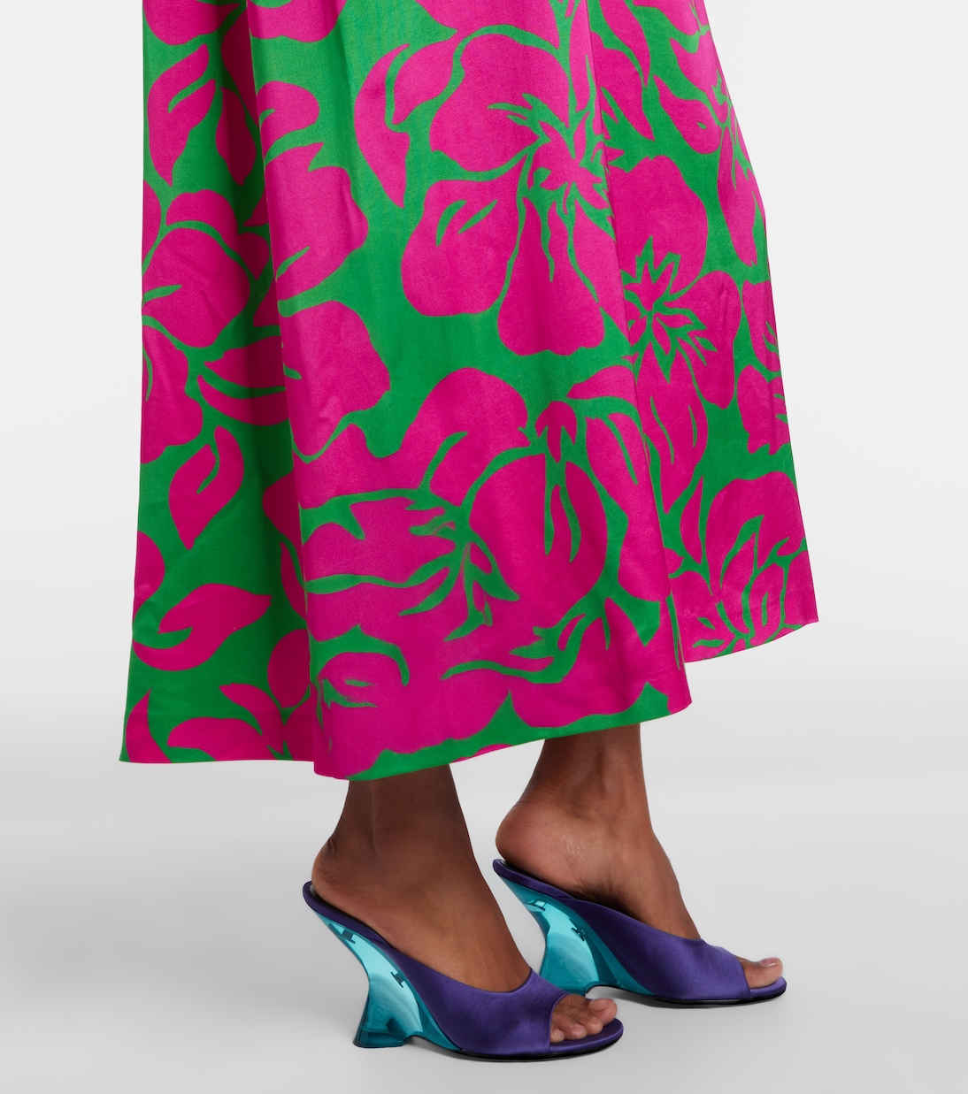 Floral satin midi dress | Dries Van Noten
