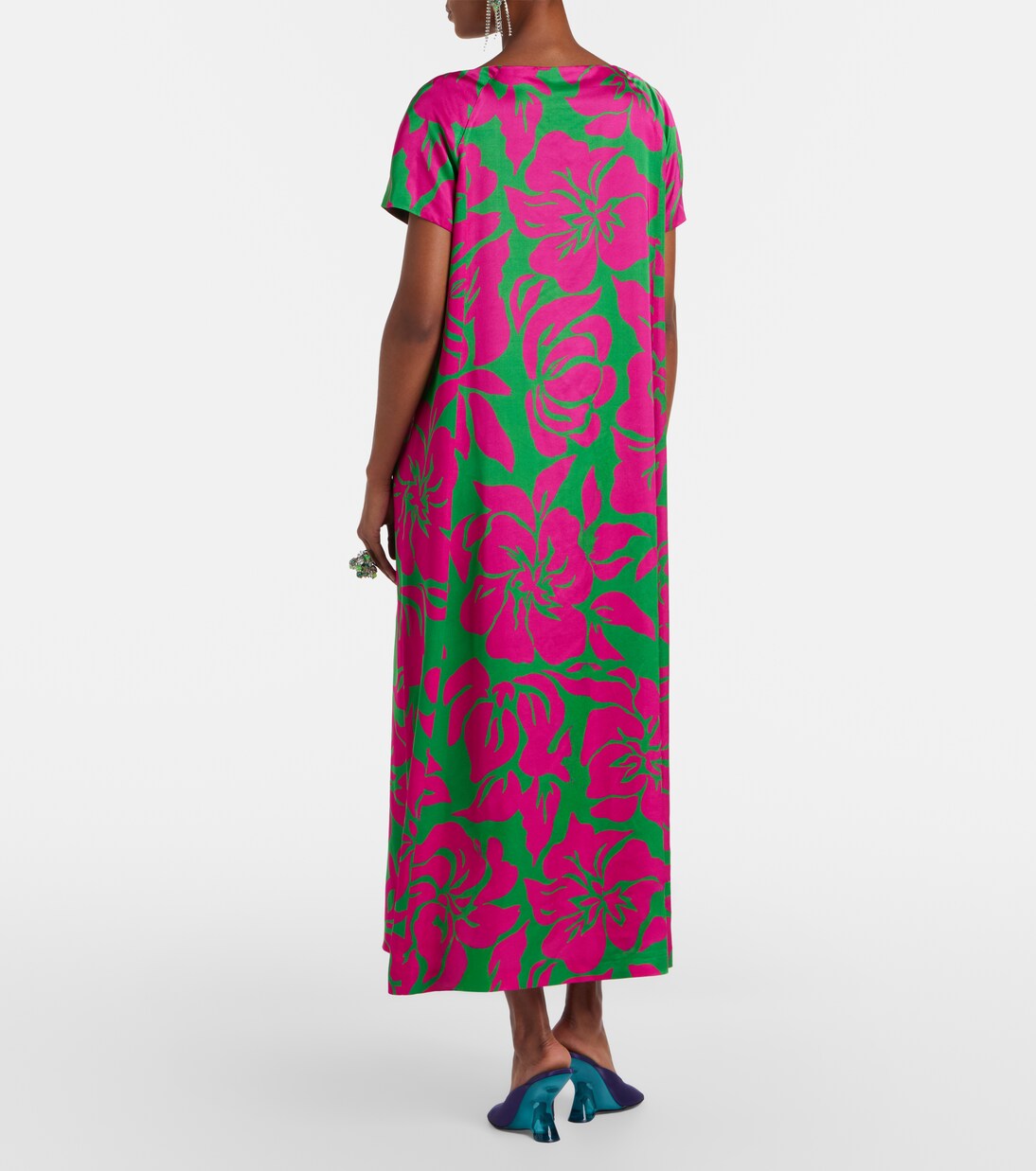 Floral satin midi dress | Dries Van Noten