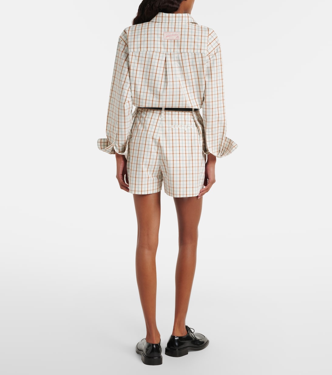 Checked pleated cotton shorts | Victoria Beckham