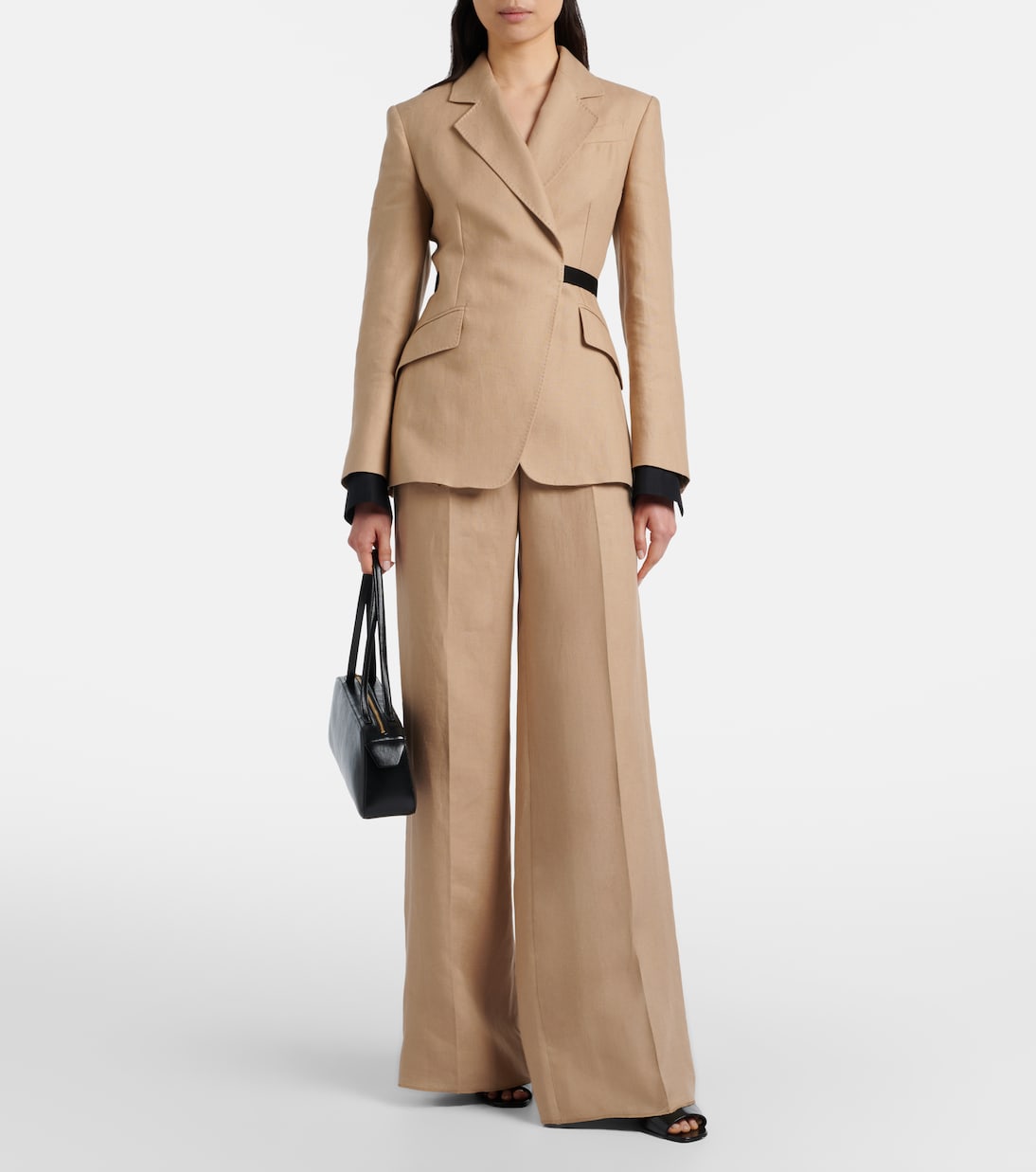 Pantaloni ampi in lino plissé | Max Mara