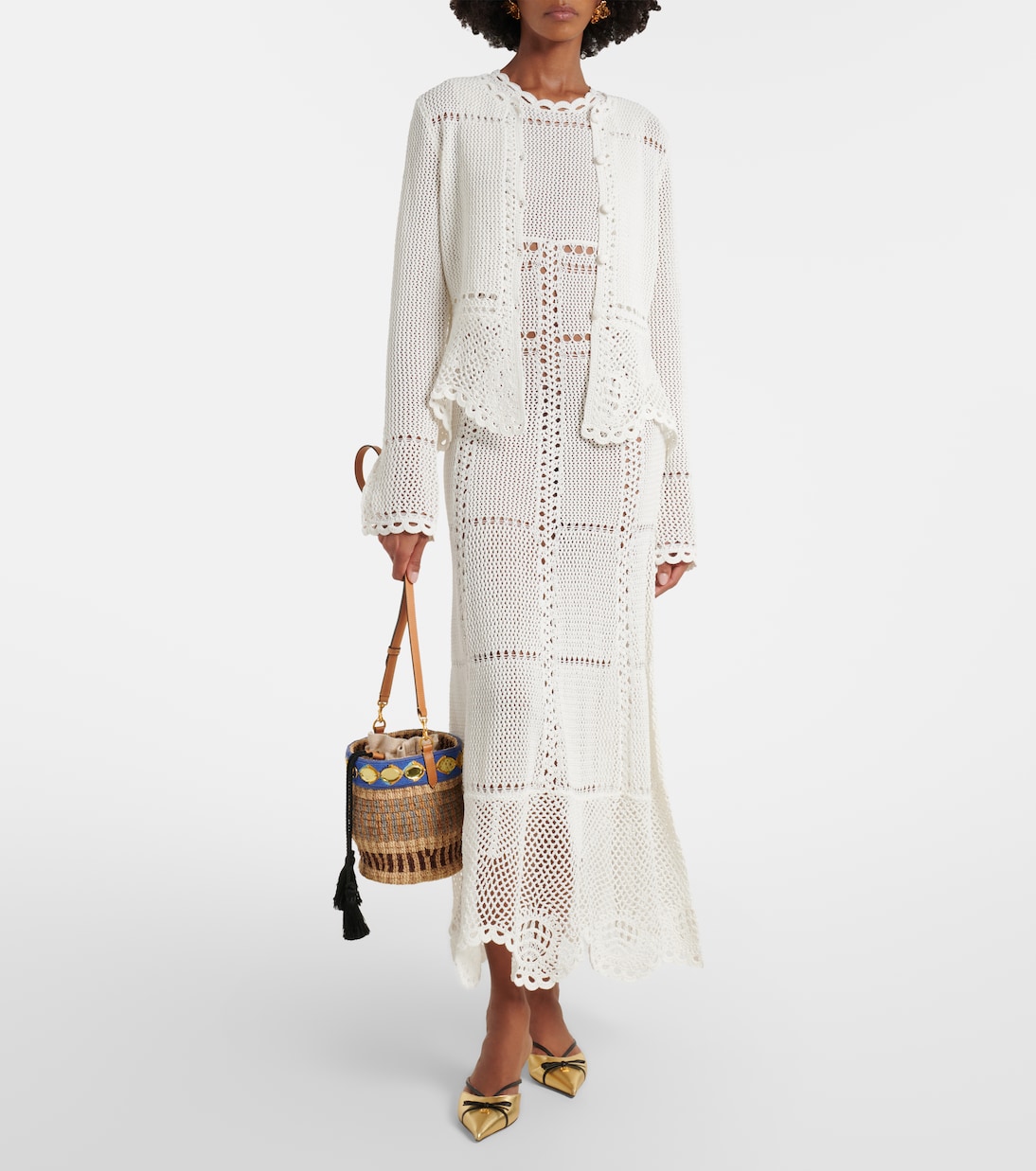 Crochet cotton midi dress | Erdem
