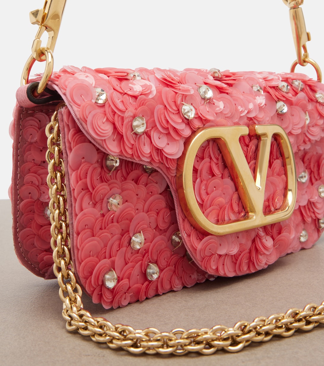 Locò Small sequined shoulder bag | Valentino Garavani