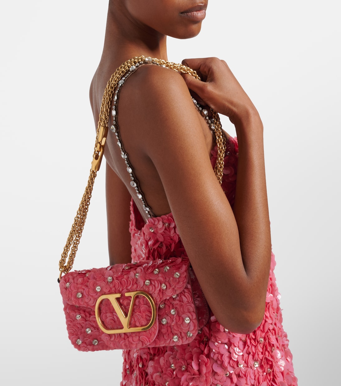 Locò Small sequined shoulder bag | Valentino Garavani