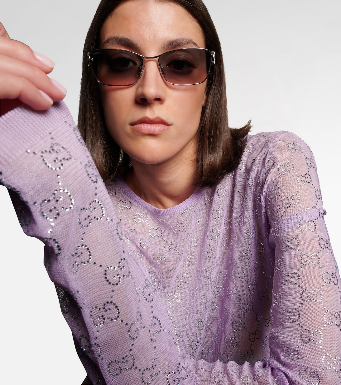 Eckige Sonnenbrille Interlocking G mit Kristallen | Gucci