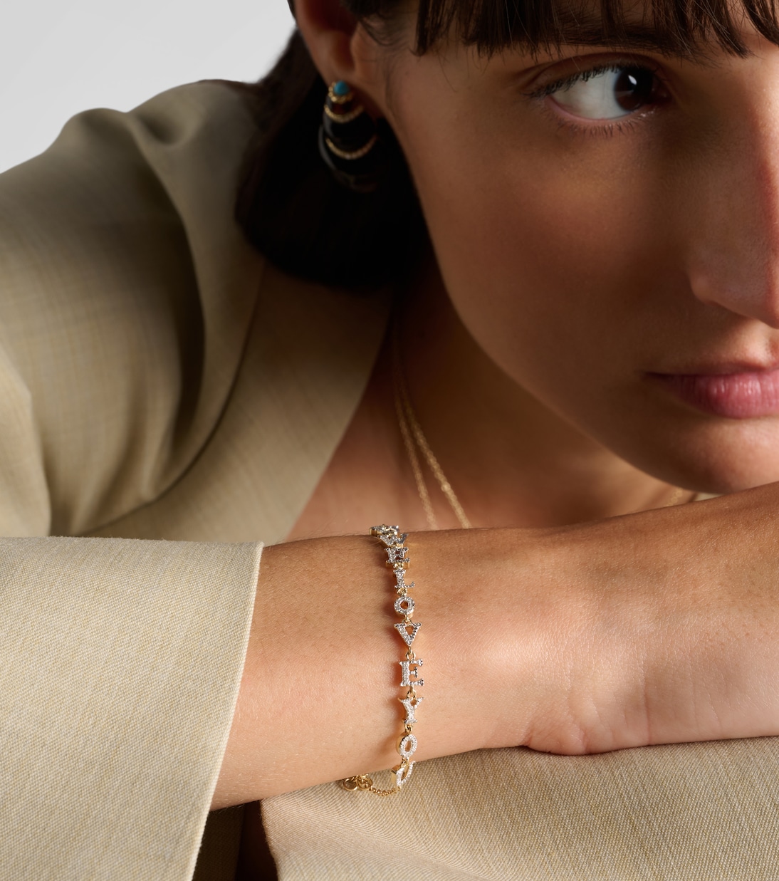 We Love You 9kt gold chain bracelet with diamonds | Yvonne Léon