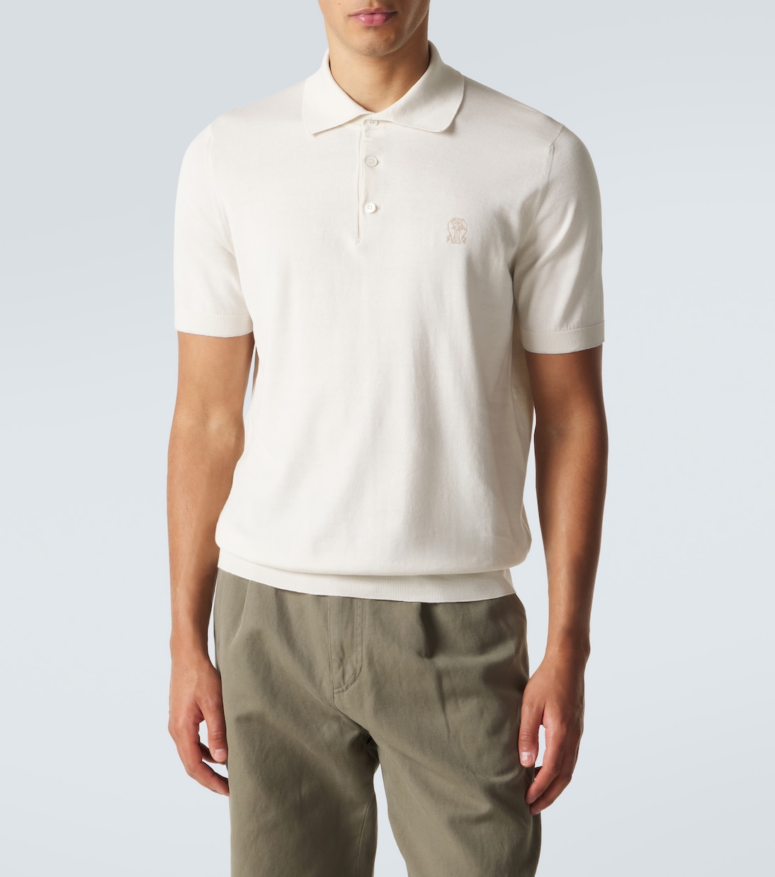 Logo cotton piqué polo shirt | Brunello Cucinelli
