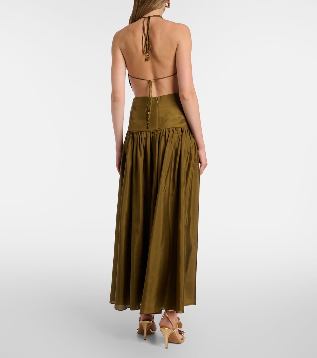 Indra挖剪挂脖真丝加长连衣裙 | Zimmermann