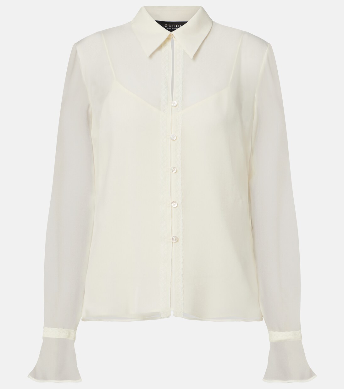 Lace-trimmed silk georgette shirt | Gucci