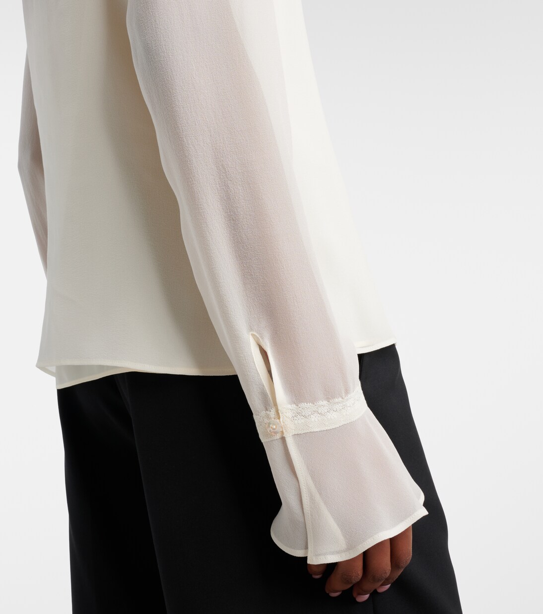 Lace-trimmed silk georgette shirt | Gucci
