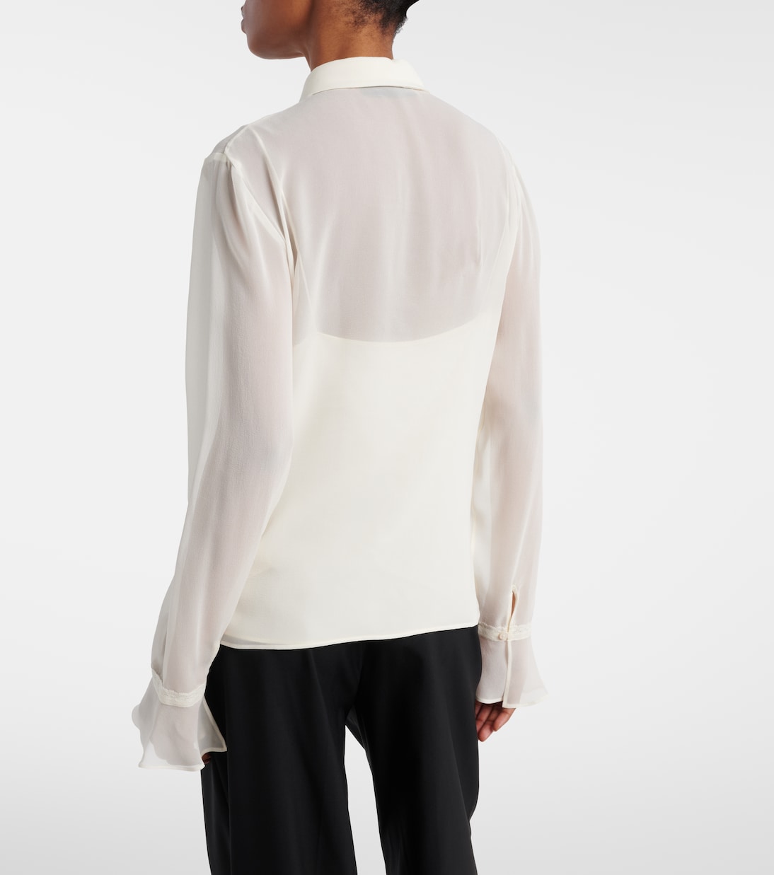 Lace-trimmed silk georgette shirt | Gucci