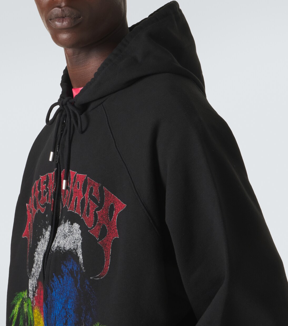 Logo cotton jersey zip-up hoodie | Balenciaga
