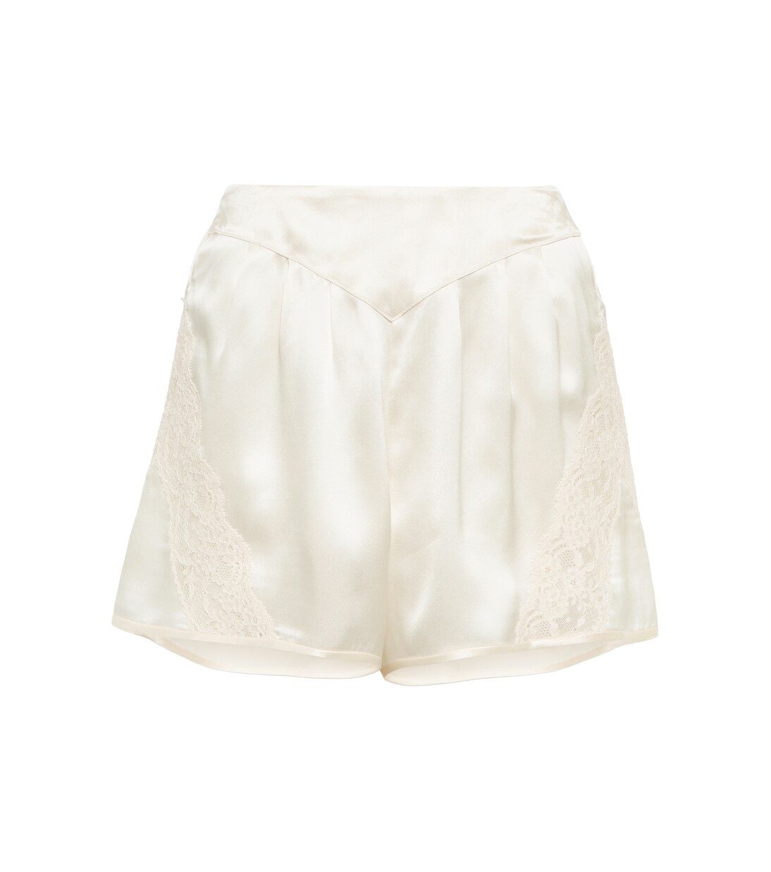 Lace-paneled silk satin shorts | Maison Margiela