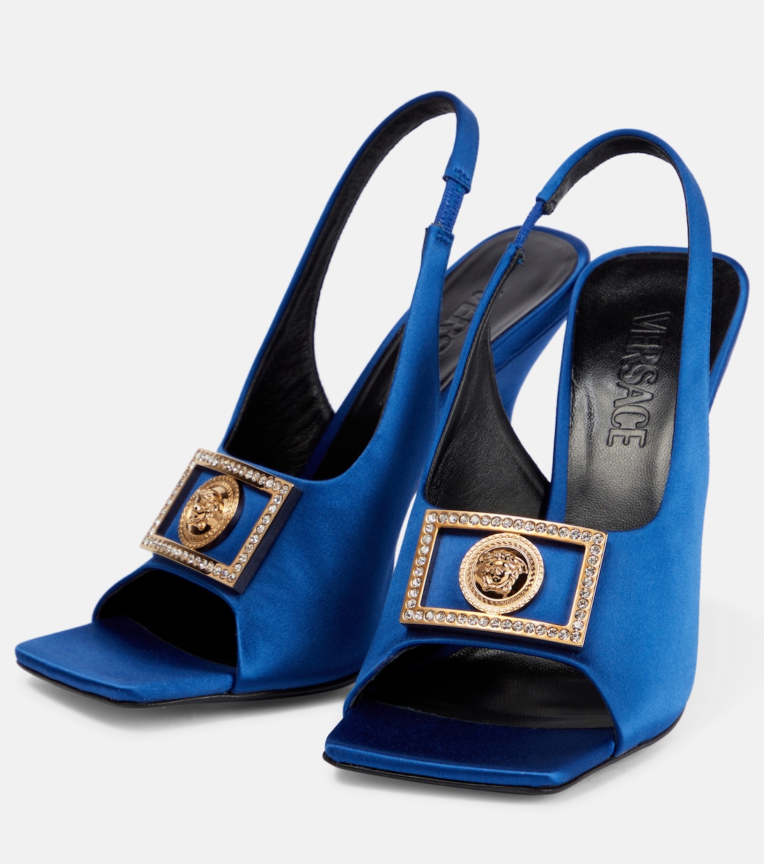 Slingback-Sandalen Medusa aus Satin | Versace