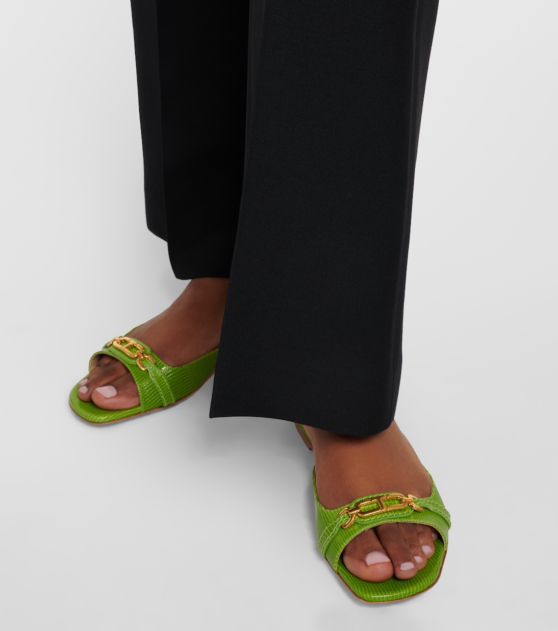 Whitney snake-effect leather slides | Tom Ford