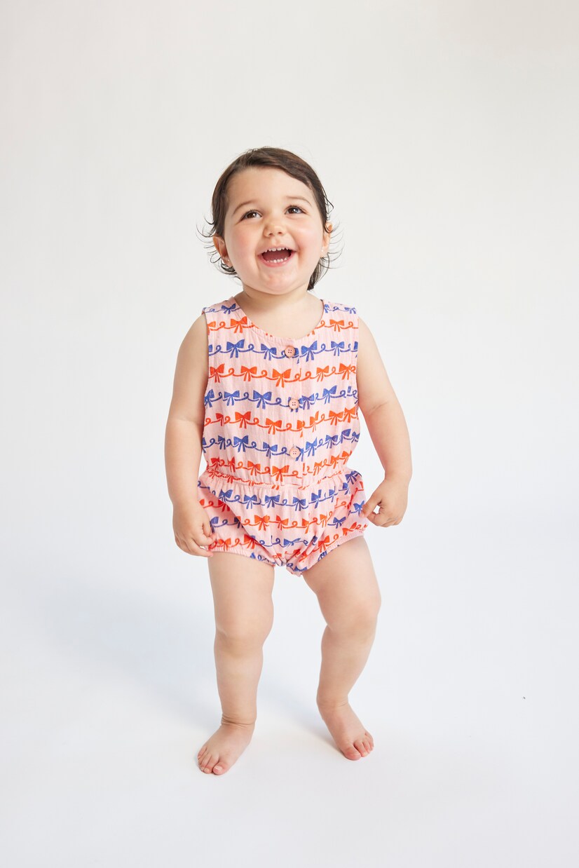 Baby Ribbon Bow cotton playsuit | Bobo Choses