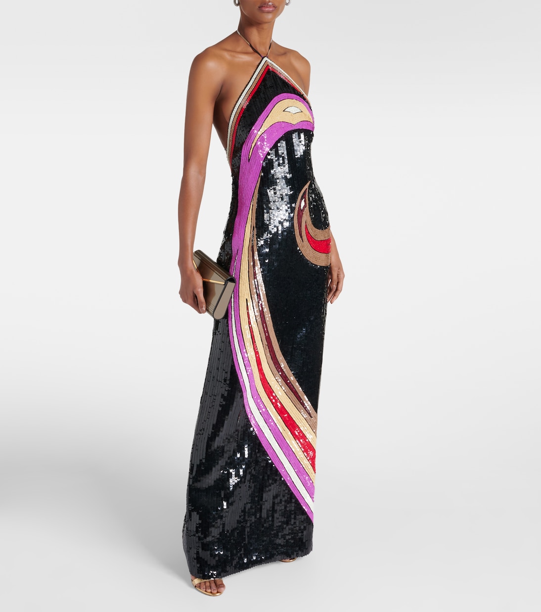 Sequined printed halterneck gown | Pucci
