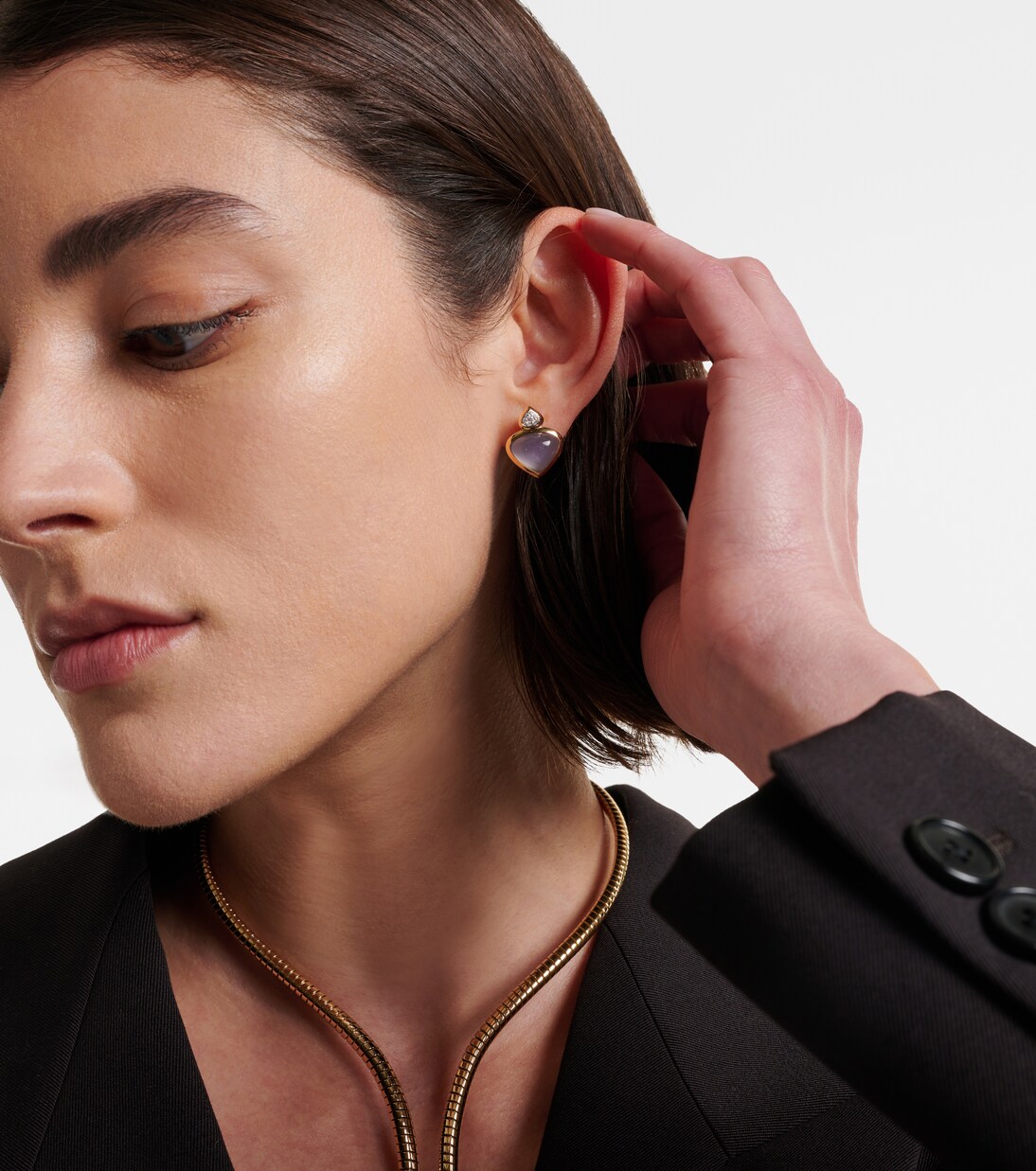 Trisolina 18kt gold earrings with blue chalcedony and diamonds | Marina B