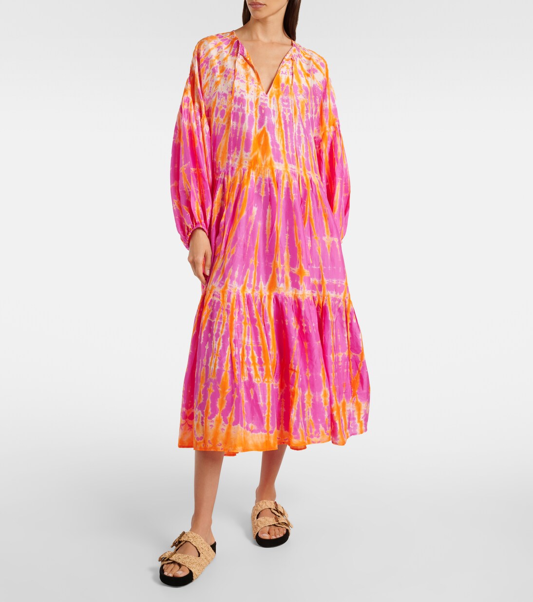 Robe midi Amelia tie & dye en soie | Anna Kosturova