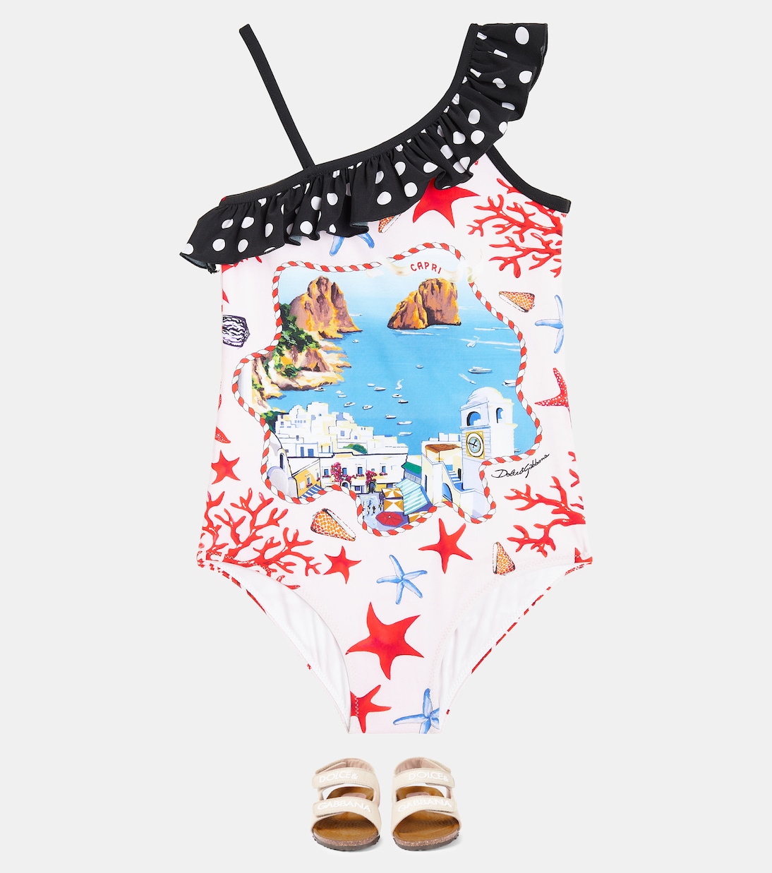 Capri printed ruffled swimsuit | Dolce&Gabbana Kids