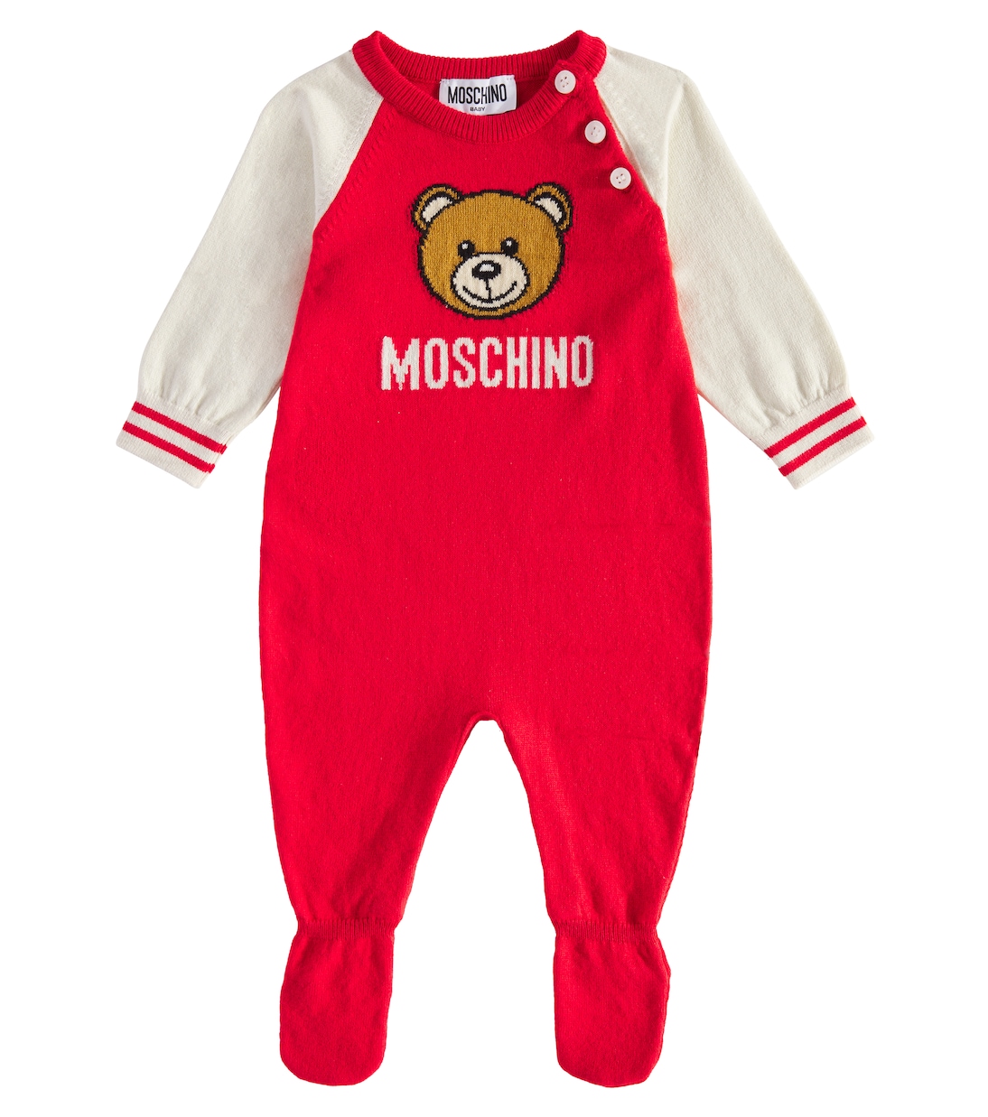Teddy Bear cotton and wool onesie | Moschino Kids
