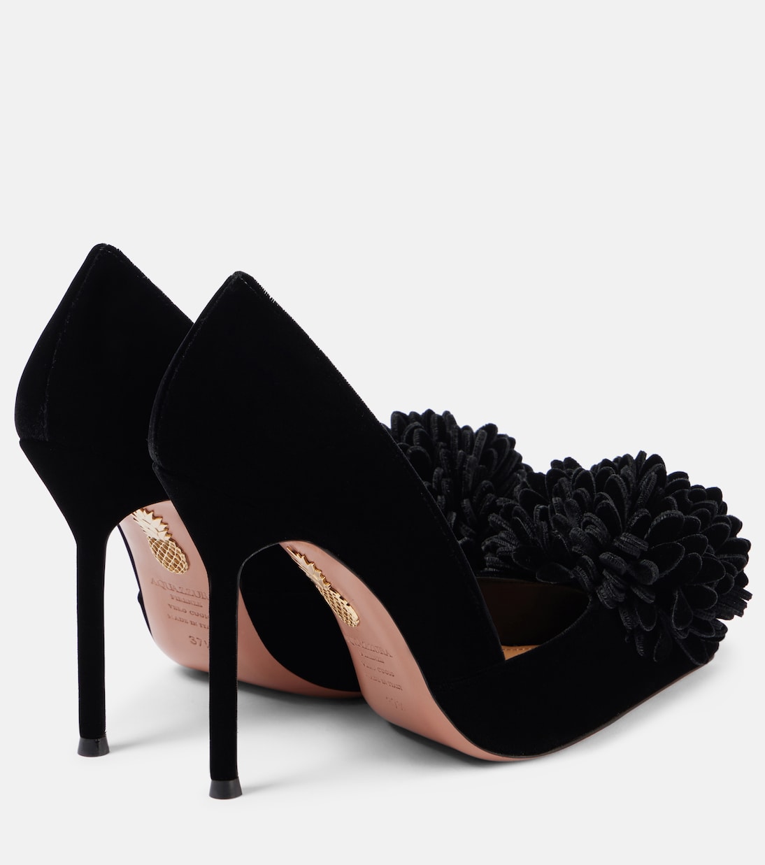 Couturier 105 floral-appliqué velvet pumps | Aquazzura