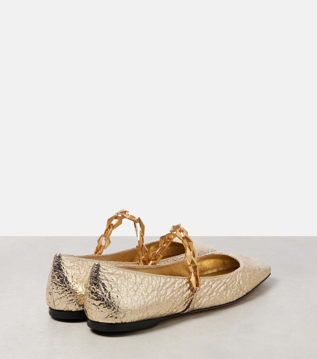 Diamond Tilda金属感皮革芭蕾舞平底鞋 | Jimmy Choo