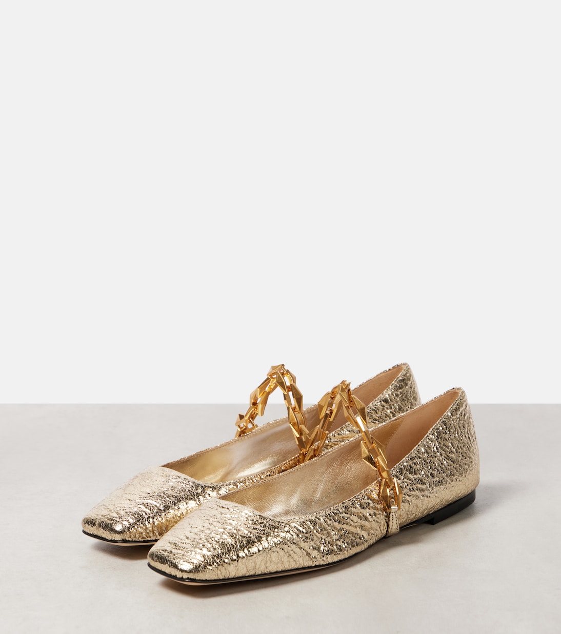 Diamond Tilda金属感皮革芭蕾舞平底鞋 | Jimmy Choo