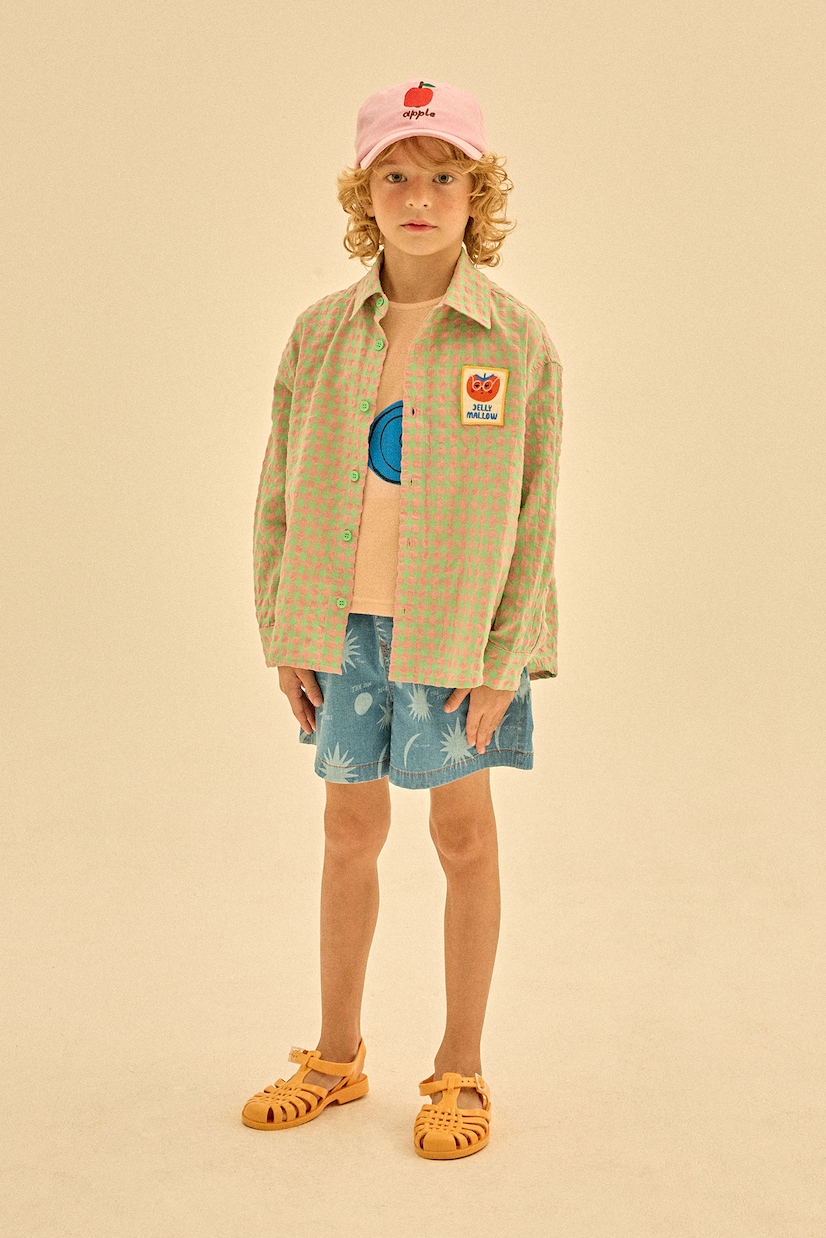 Logo checked cotton-blend shirt | Jellymallow