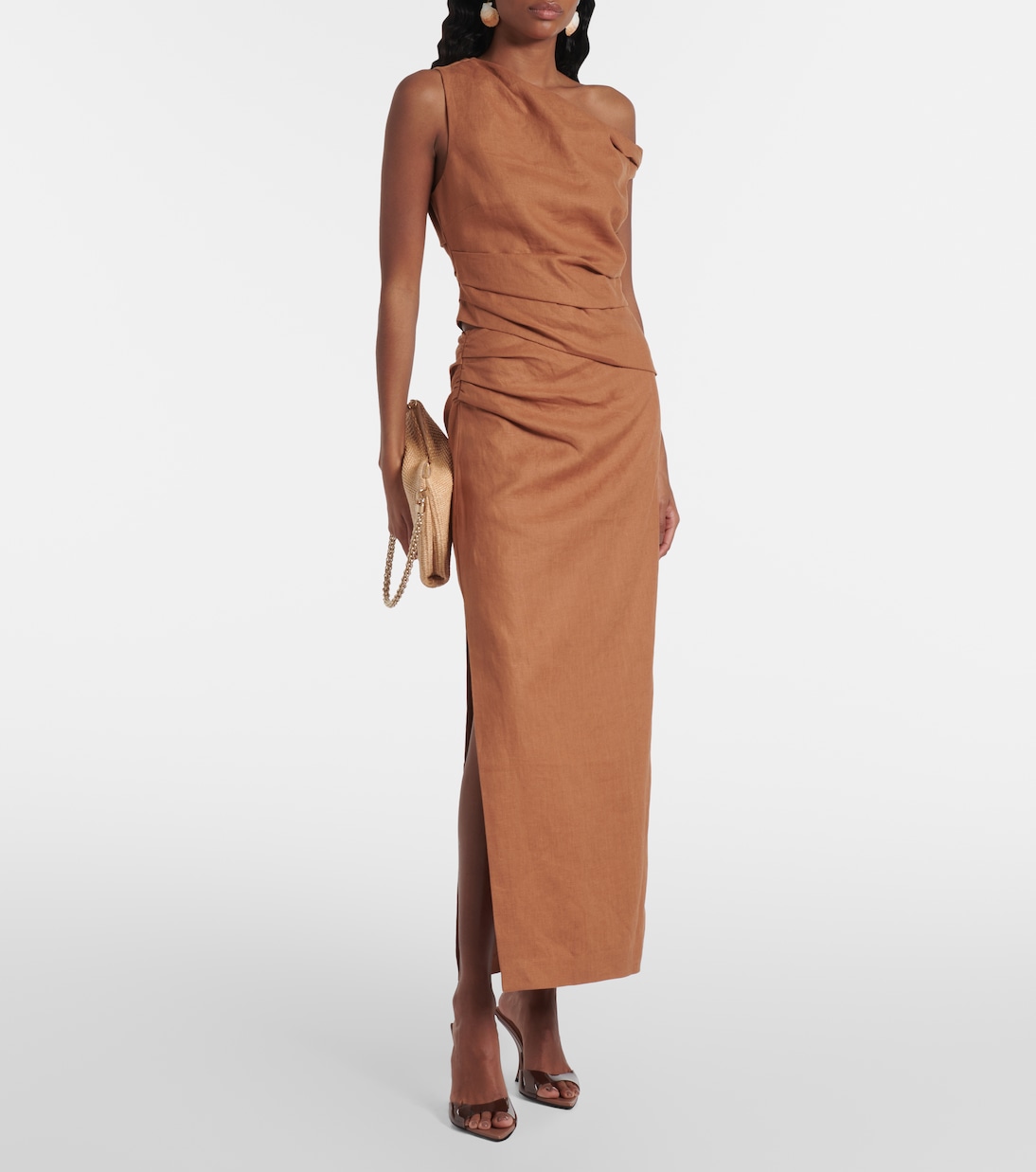 Asymmetric draped linen top | SIR