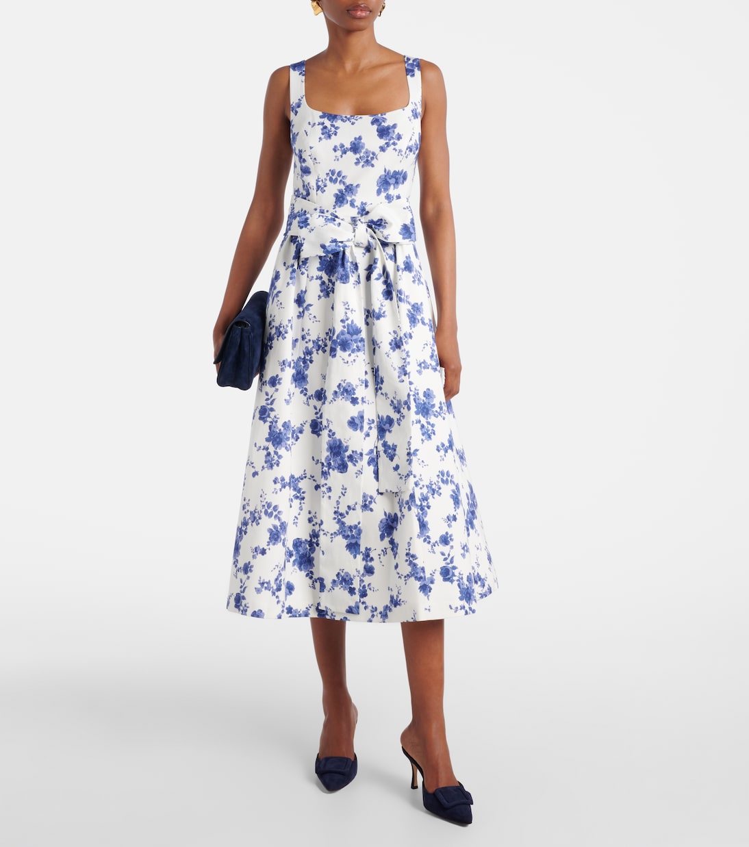 Floral faille midi dress  | Carolina Herrera